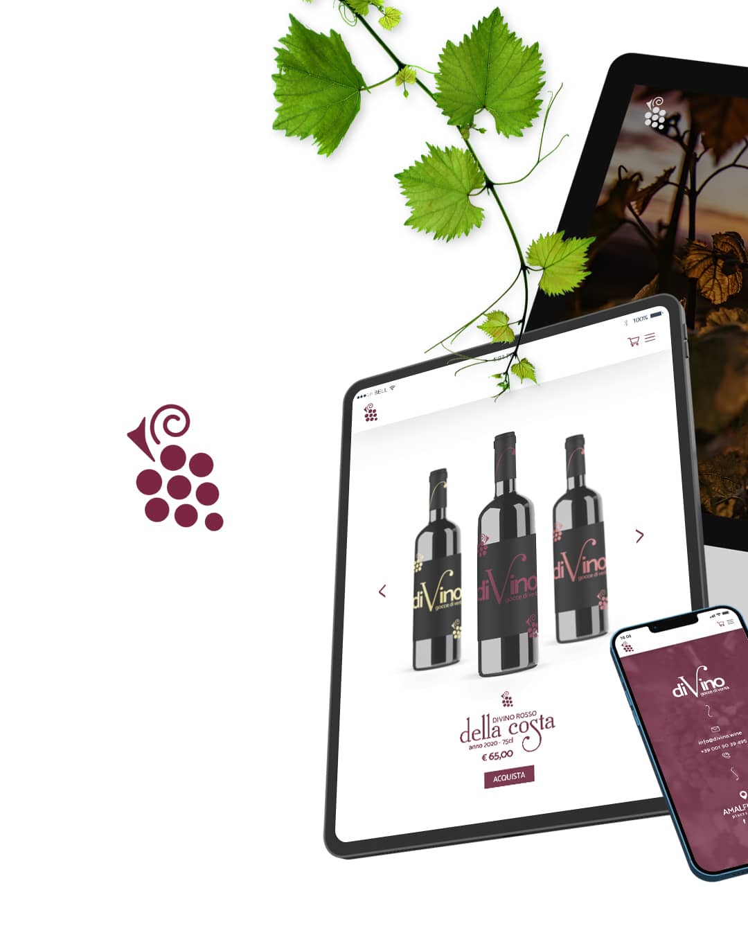 divino casa vinicola, brand design, visual design, identità visiva, sito web, logo, daniele barone