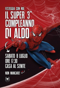 grafica, invito personalizzato, compleanno, tema spiderman, costiera amalfitana, daniele barone