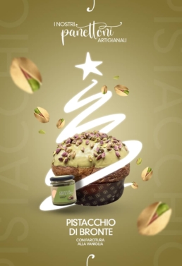 grafica pubblicitaria, poster, manifesto, pasticceria, panettone artigianale, panettone al pistacchio, costiera amalfitana, daniele barone