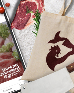 mansi rosa, macelleria, logo design, identità visiva, social media content, design, visual design, daniele barone